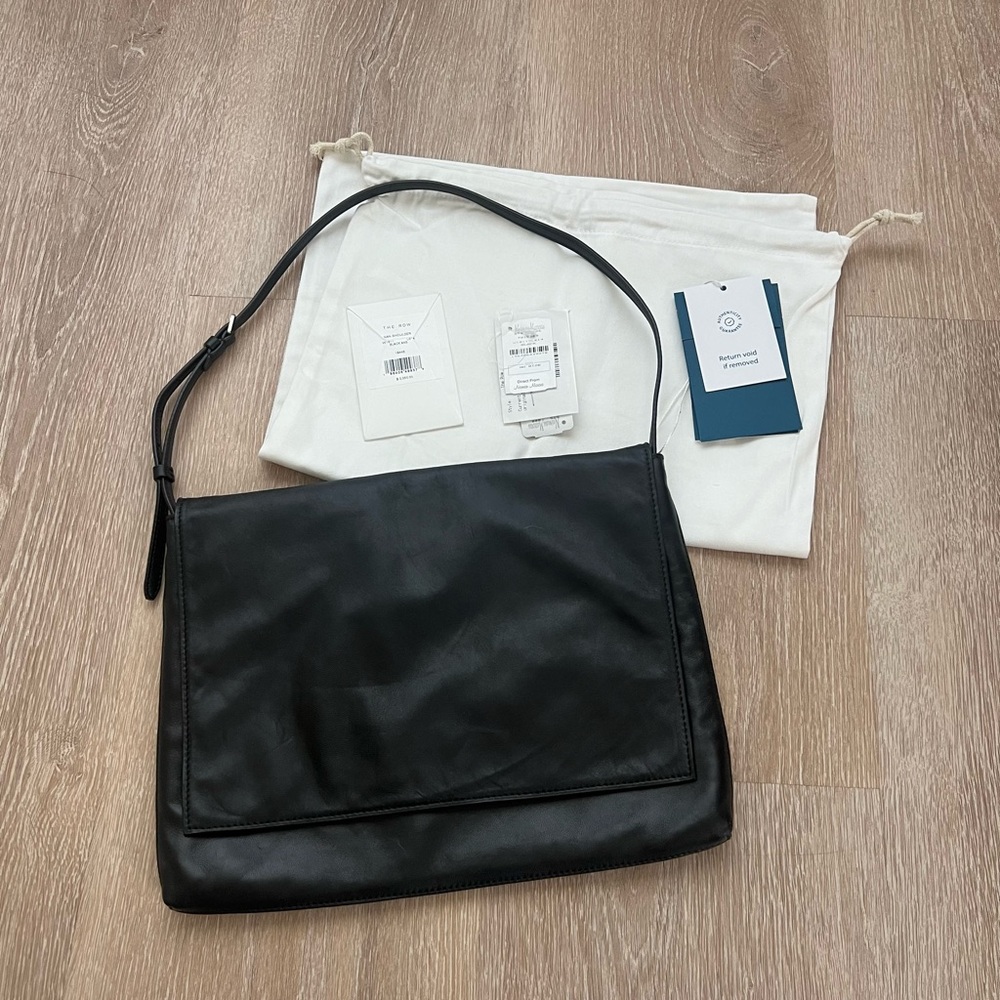 The Row Nan Black Lambskin Leather Shoulder Bag